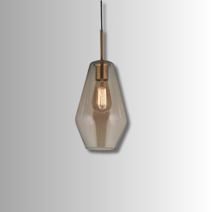 COLGANTE AURA DE VIDRIO Y METAL COLOR AMBAR